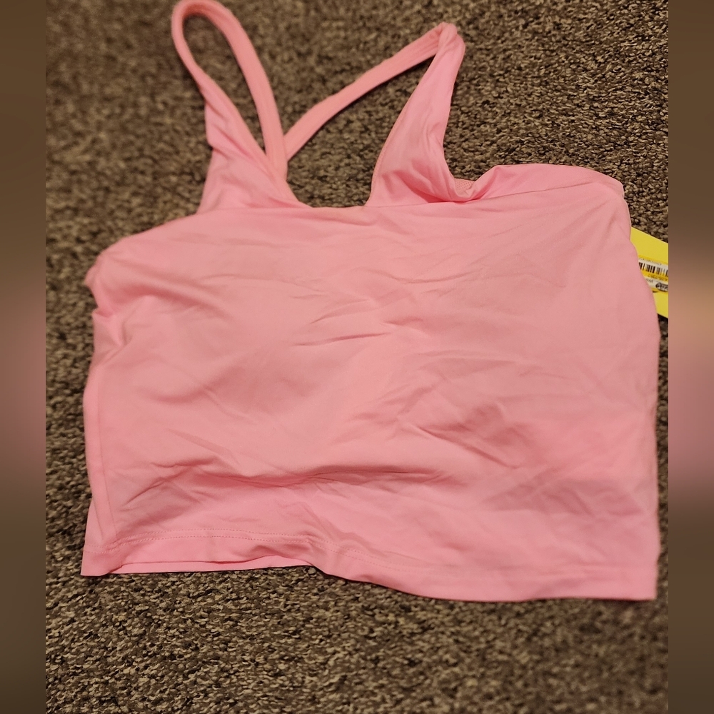 I. Pink Asymmetric Crop bras Strappy Crop Top